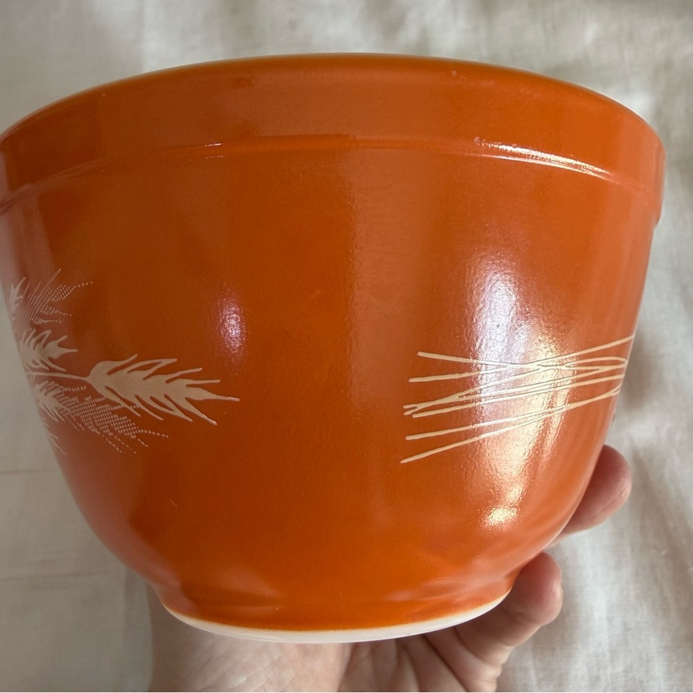 Autumn Harvest Wheat Orange Vintage Pyrex #401 750 ml Nesting Mixing Bowl - Picture 4 of 7
